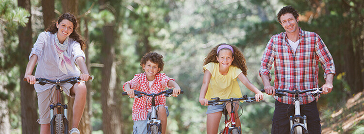 Family Riding Bicycles