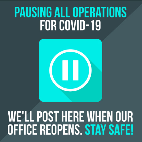 Graphic stating that operations are paused for COVID-19
